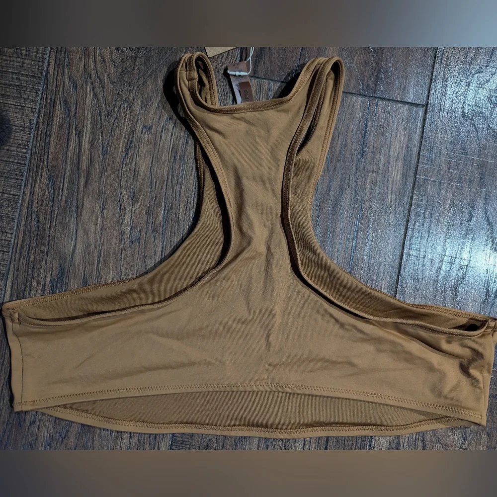 SKIMS Recycled Swim High Neck Racerback Tank / Top Almond Tan Size 3X NWT!